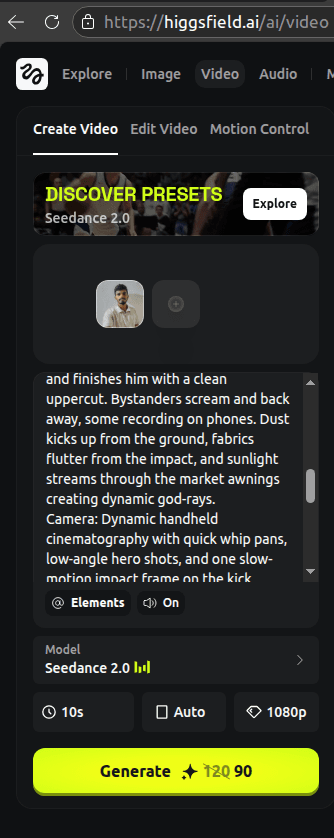 Generate a Cinematic Action Sequence on Higgsfield.ai with Seedance 2.0